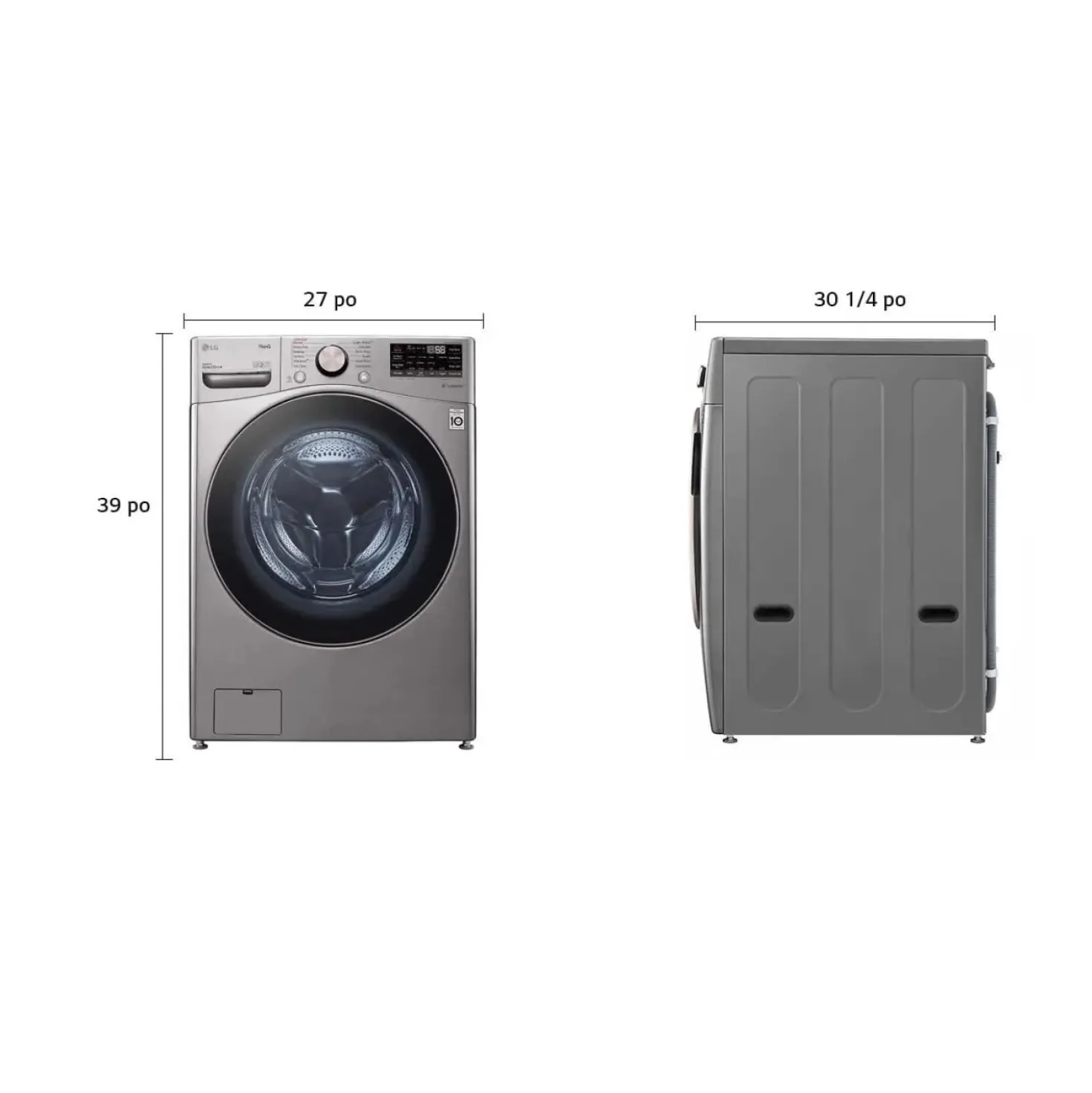 LG Laveuse Chargement frontal Acier graphite 27" - WM3850HVA