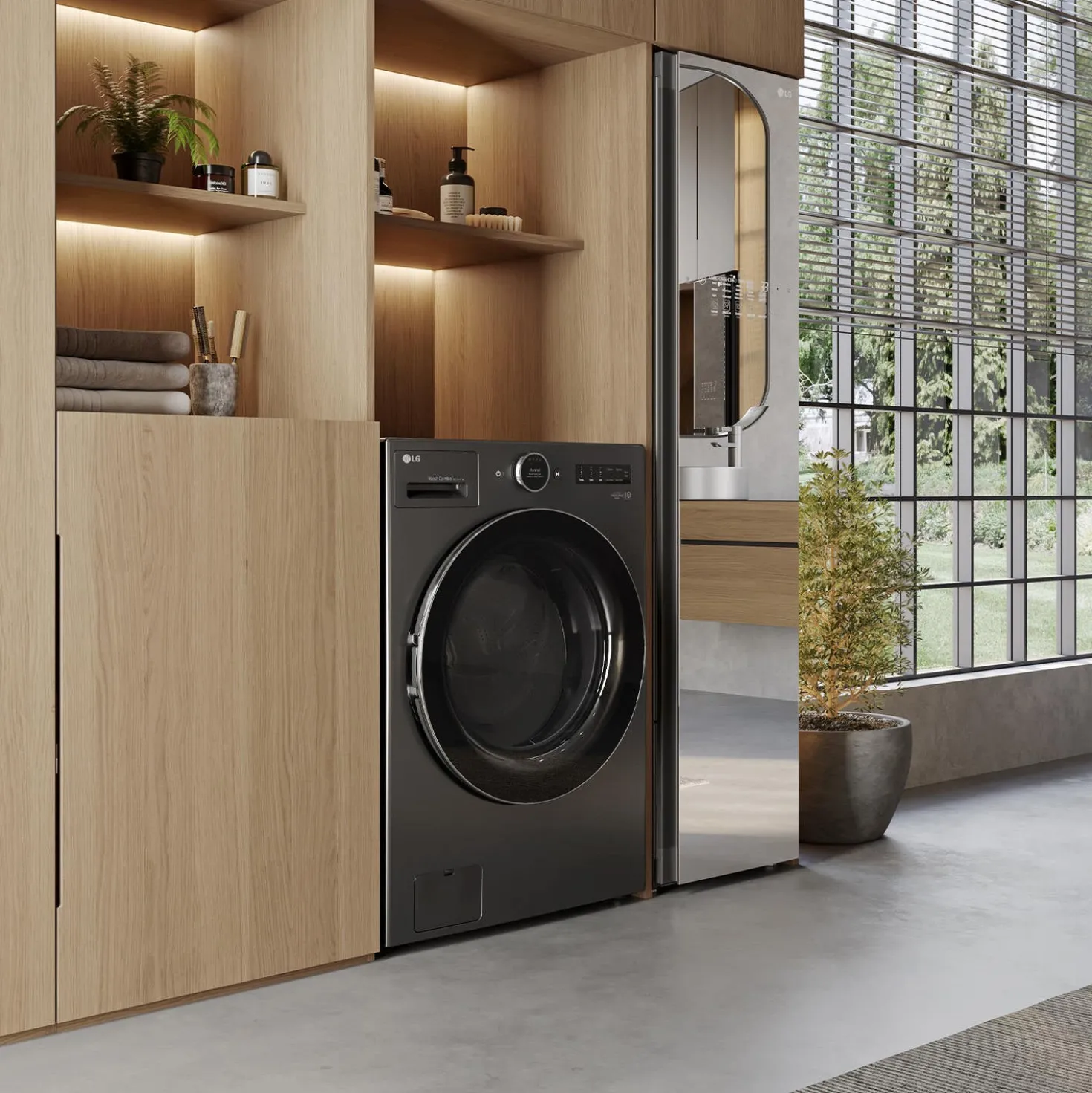 LG Laveuse et sécheuse tout-en-un, Inox Noir, 27", Chargement frontal - WM6998HBA
