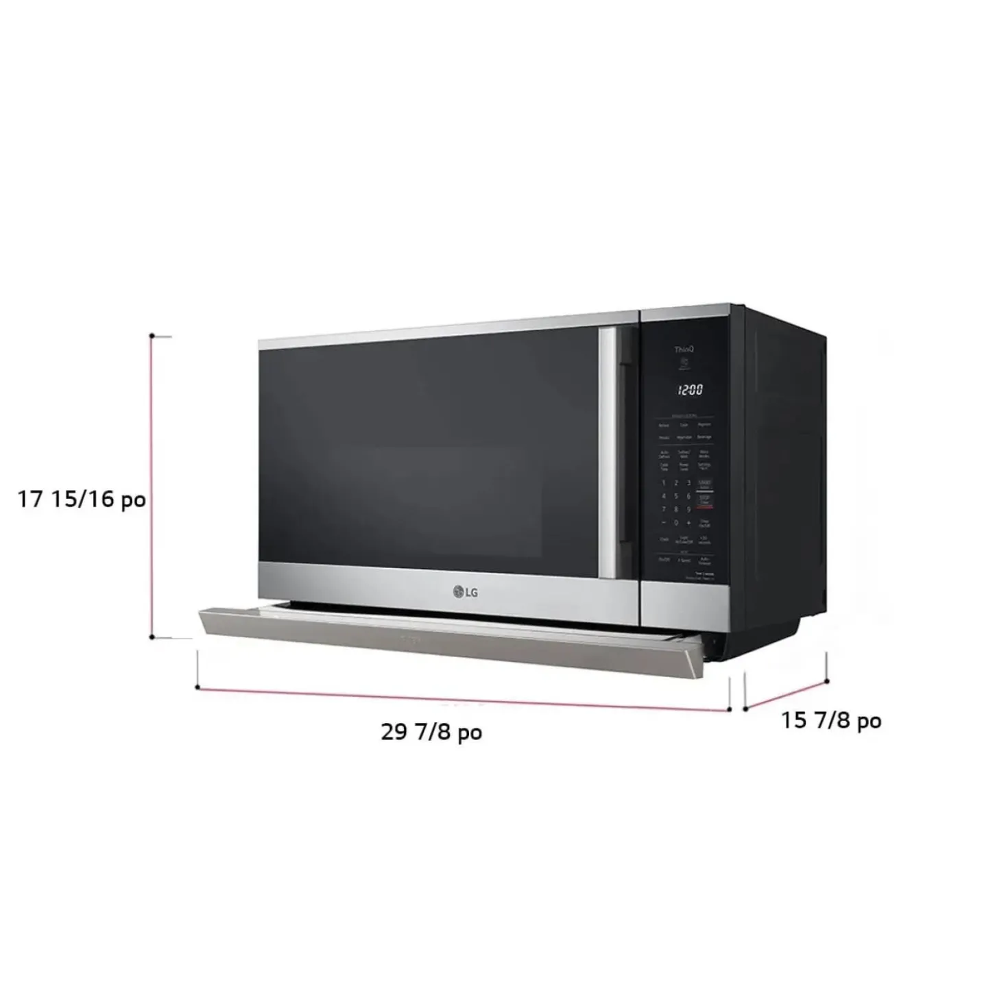 LG Micro-ondes avec hotte, Acier inoxydable, 30", 1050W, 400