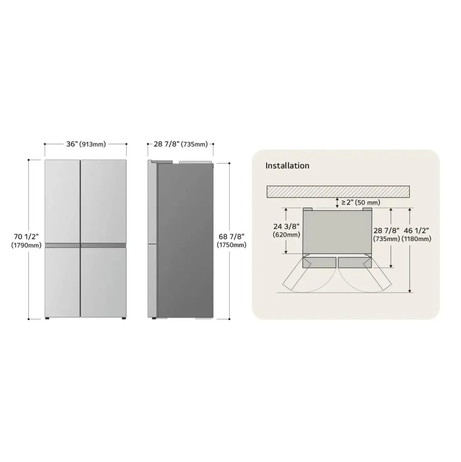 LG Réfrigerateur 23 pi3 36 po Acier inoxydable Côte à côte - LS23C4230V