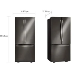 LG Réfrigérateur de 21,8 pi3 30 po Acier inoxydable noir Congélateur en bas, Portes françaises - LRFNS2200D