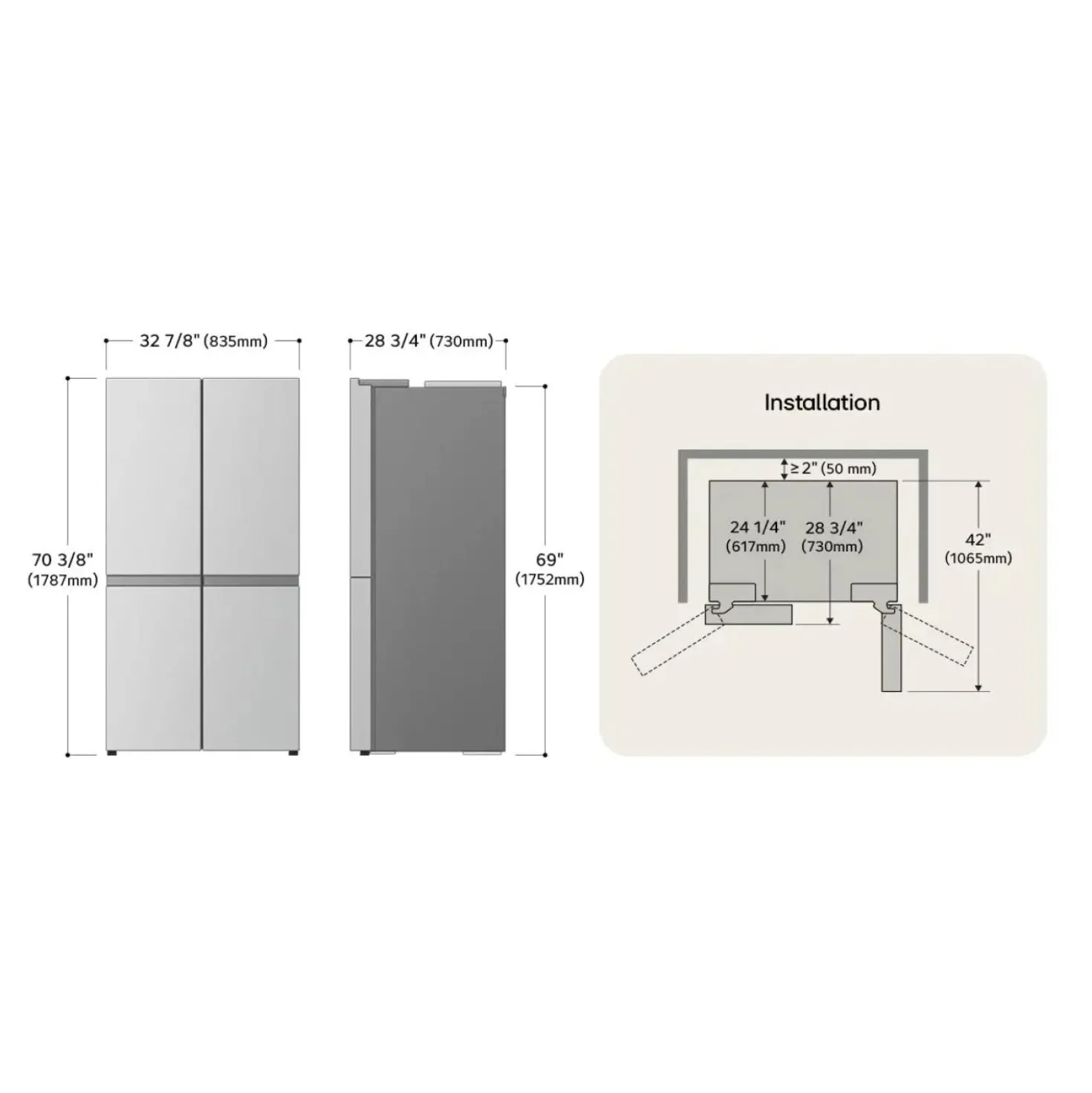 LG Réfrigérateur 18 pi3 33 po Acier inoxydable Portes françaises - LF19C8200S