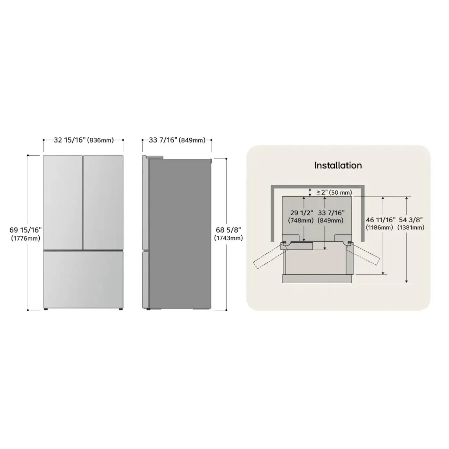 LG Réfrigérateur 25 pi3 33 po Acier inoxydable Portes françaises - LF25S6200S