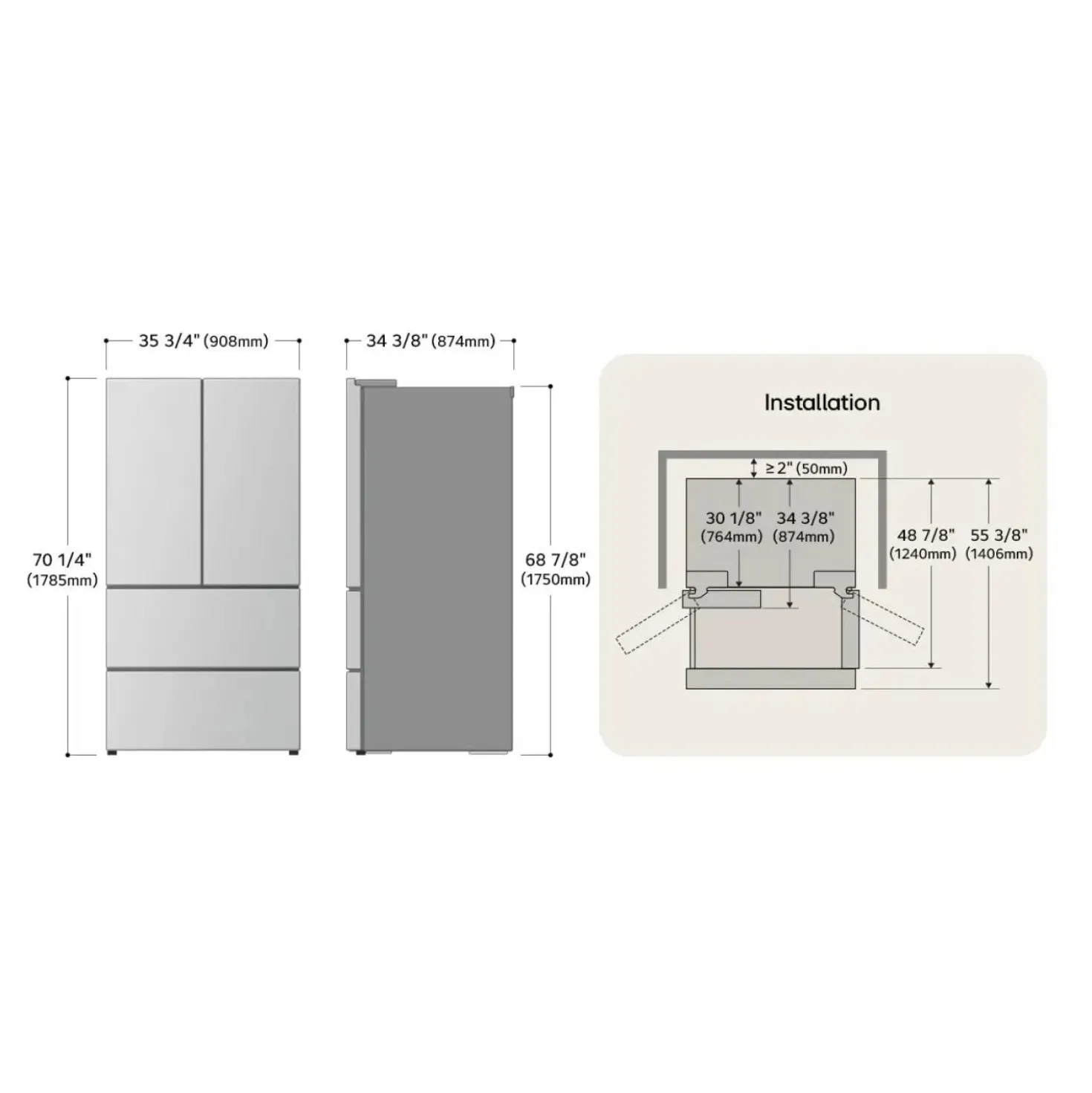 LG Réfrigérateur 29 pi3 36 po Acier inoxydable Portes françaises - LF29S8330S