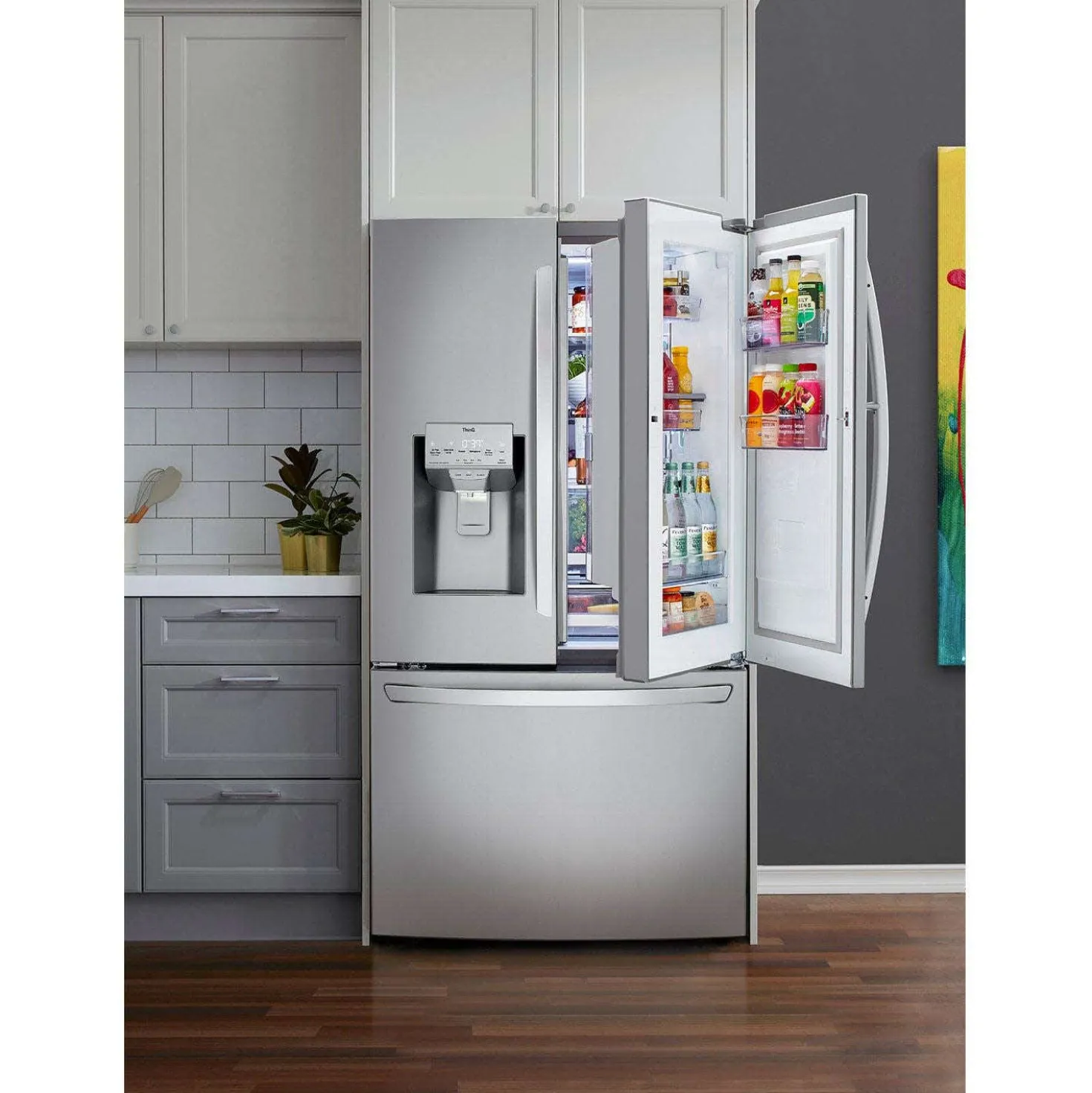 LG Réfrigérateur 30 pi3 36 po Acier inoxydable Congélateur en bas, Portes françaises - LRFDS3016S