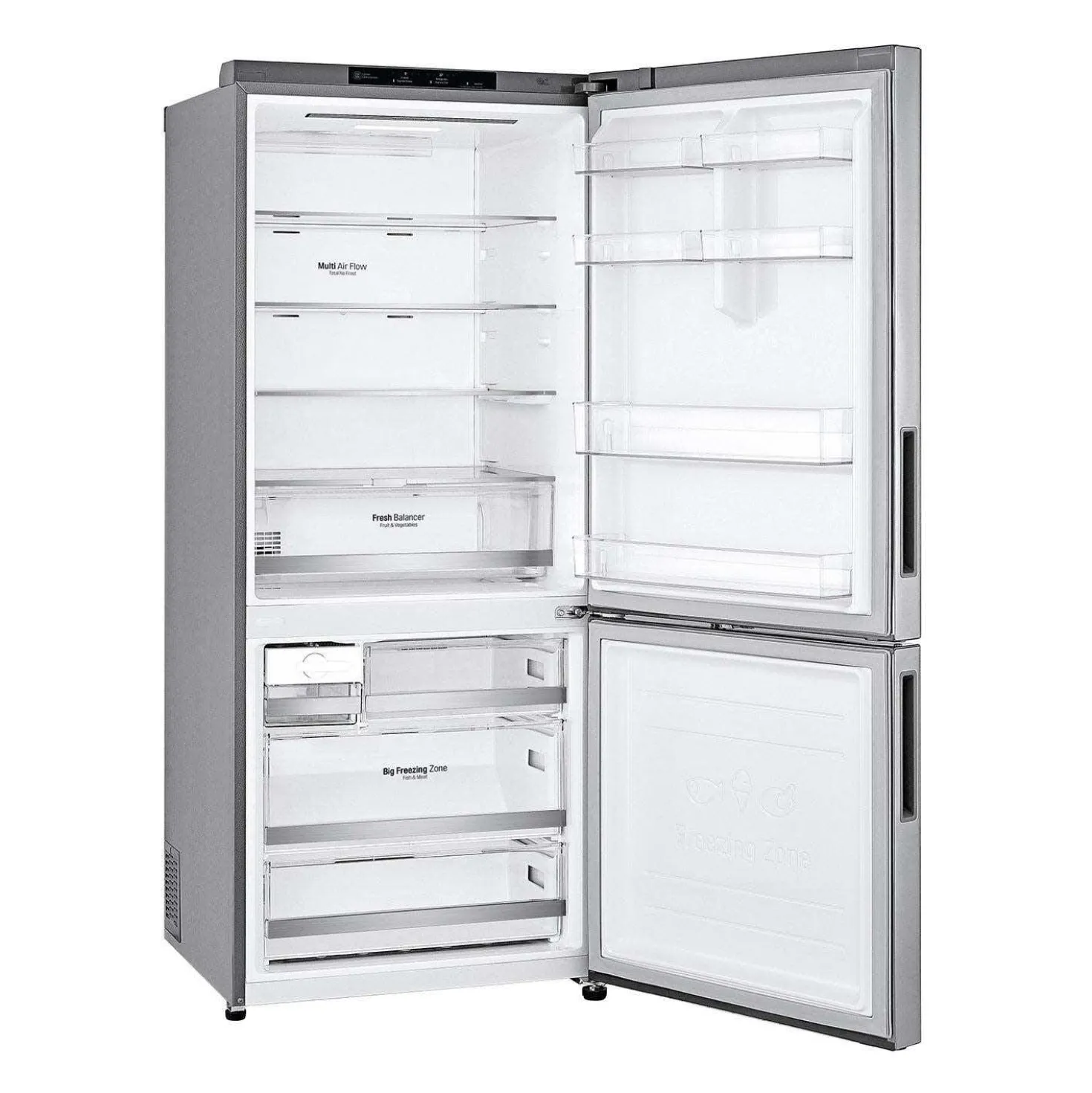LG Réfrigérateur 15 pi3 28 po Argent platine Congélateur en bas - LBNC15251V