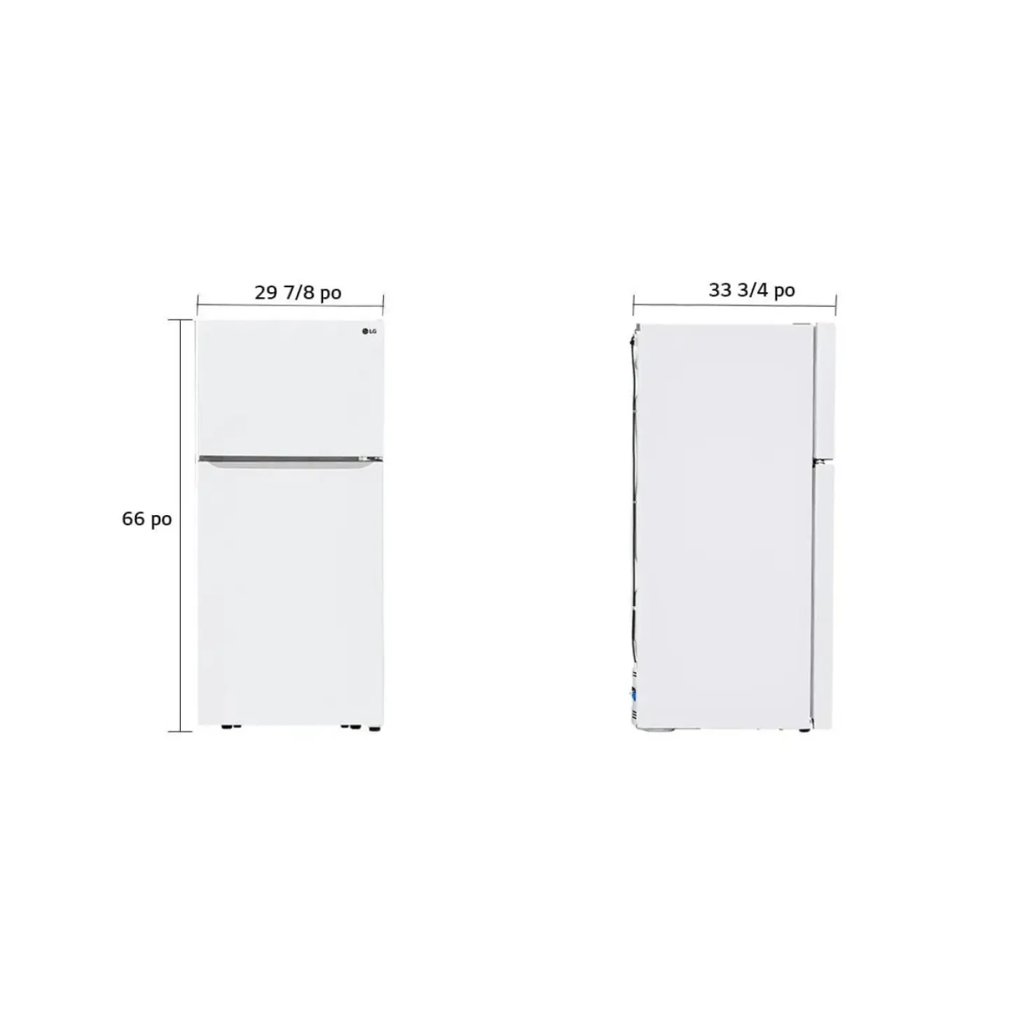 LG Réfrigérateur 20 pi3 30 po Blanc Congélateur en haut - LTCS20020W