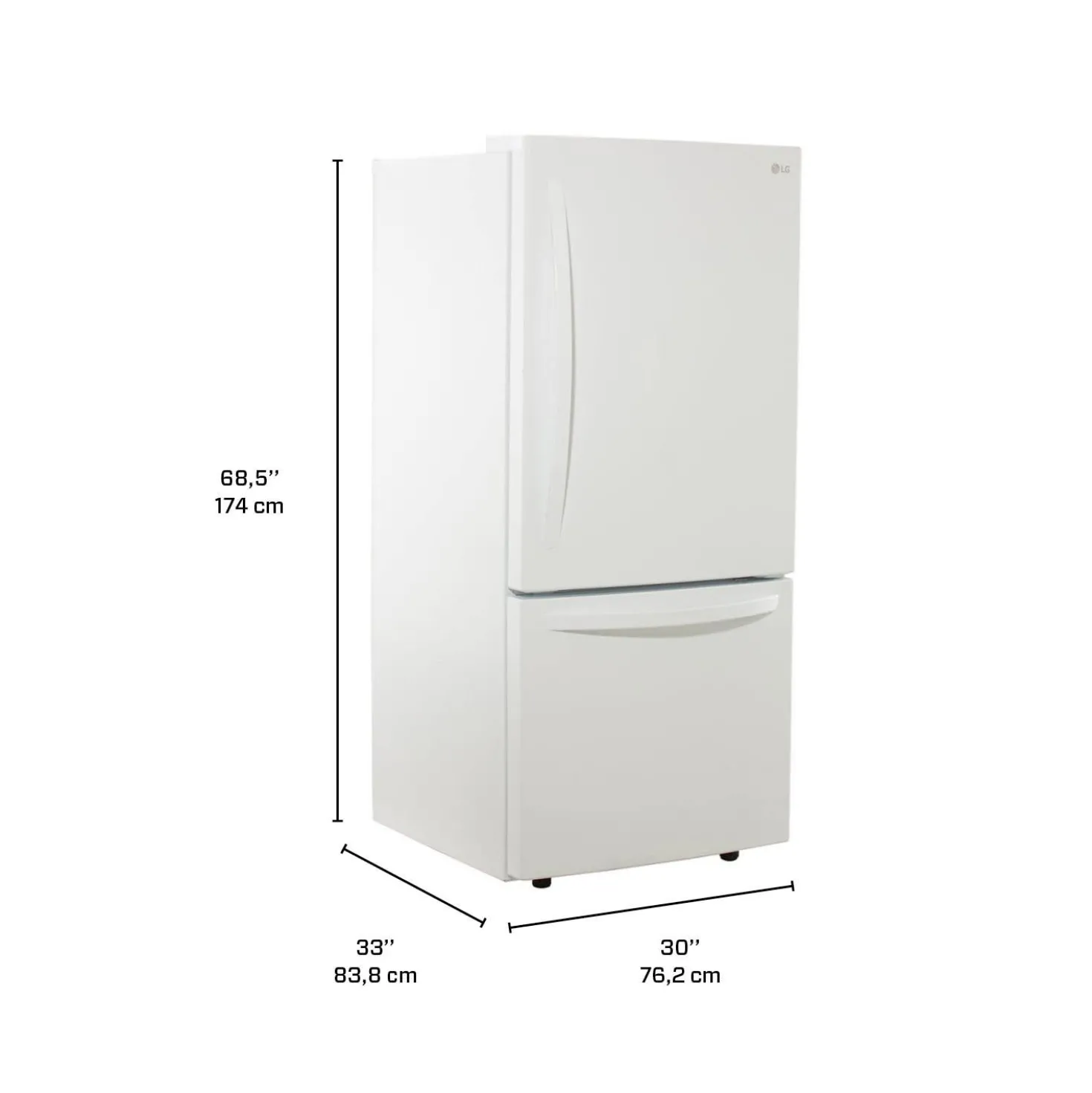 LG Réfrigérateur 22 pi3 30 po Blanc Congélateur en bas - LRDNS2200W