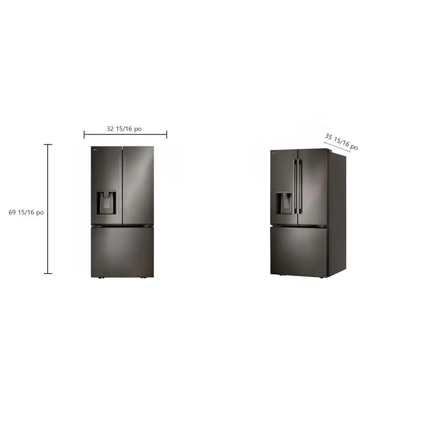 LG Réfrigérateur 25 pi3 33 po Inox Noir Portes françaises - LF25H6330D