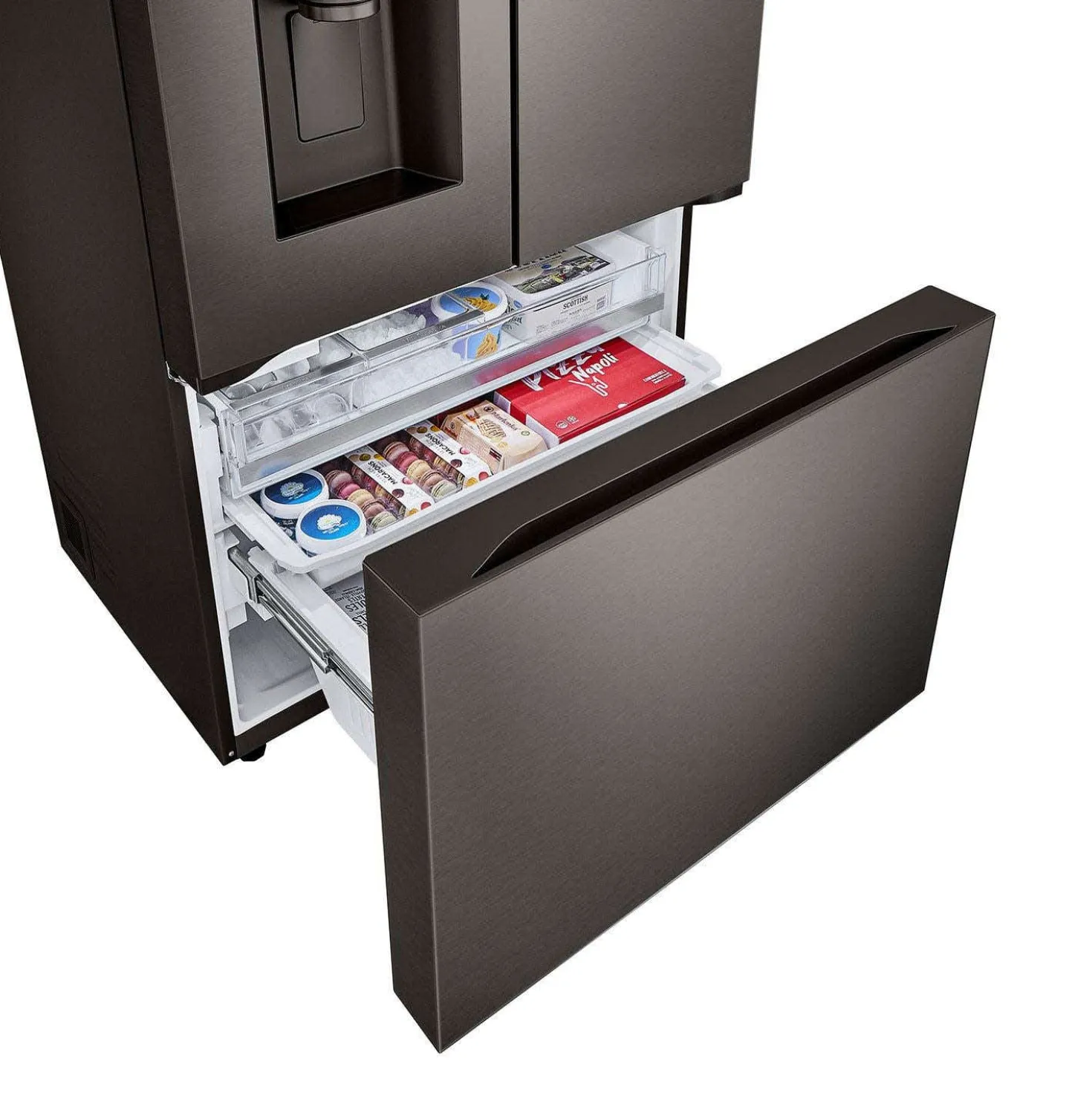 LG Réfrigérateur 26 pi3 36 po Inox Noir Congélateur en bas, Portes françaises - LRYXC2606D