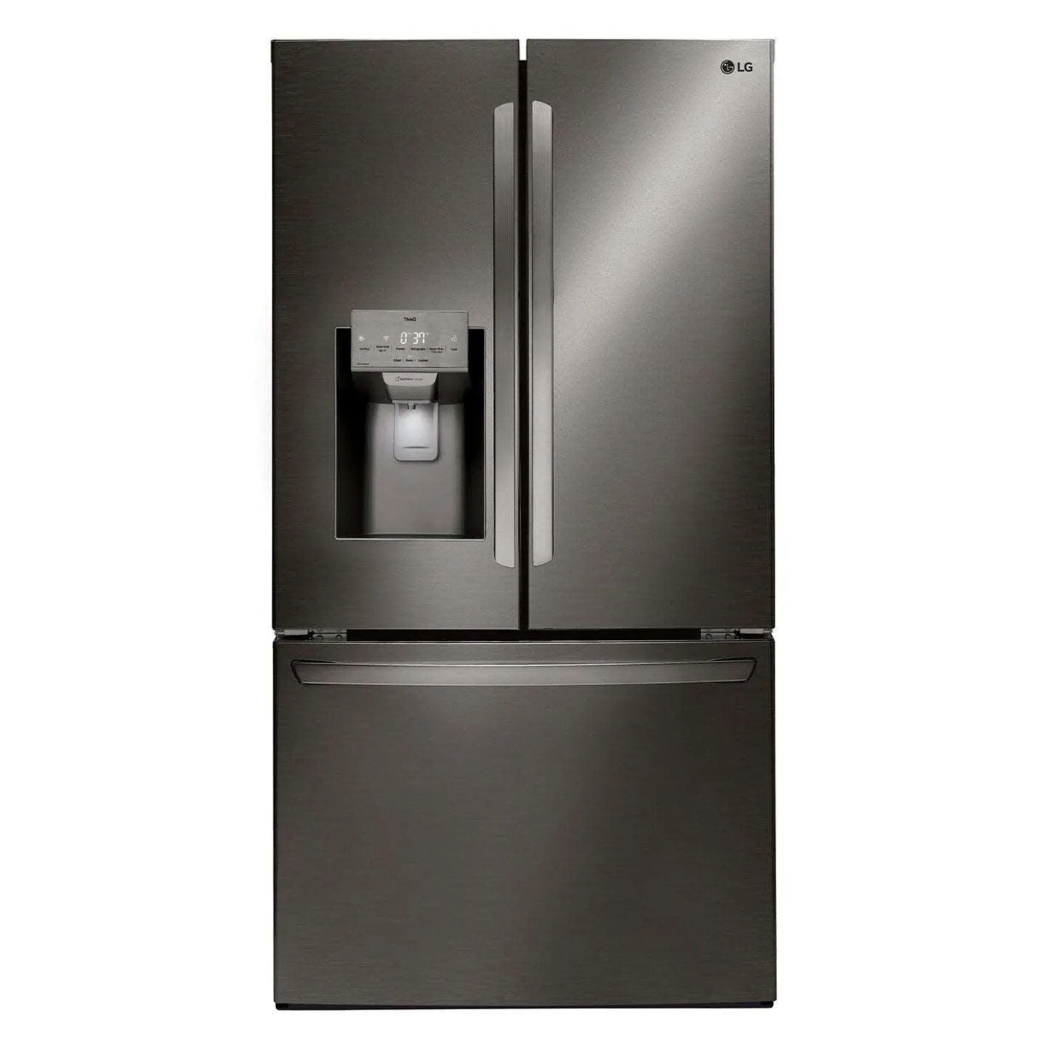 LG Réfrigérateur 28 pi3 36 po Inox Noir Congélateur en bas, Portes françaises - LRFS28XBD
