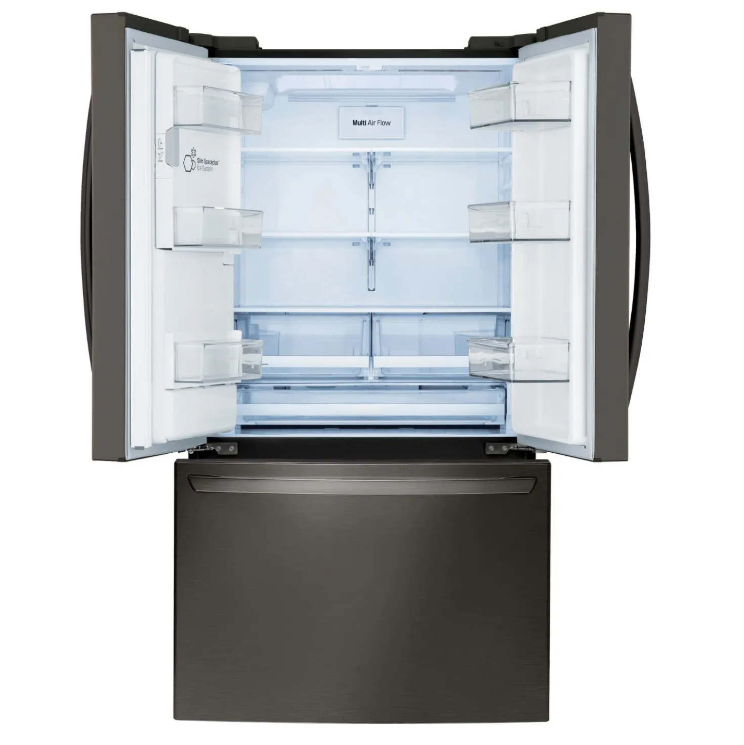 LG Réfrigérateur 28 pi3 36 po Inox Noir Congélateur en bas, Portes françaises - LRFS28XBD