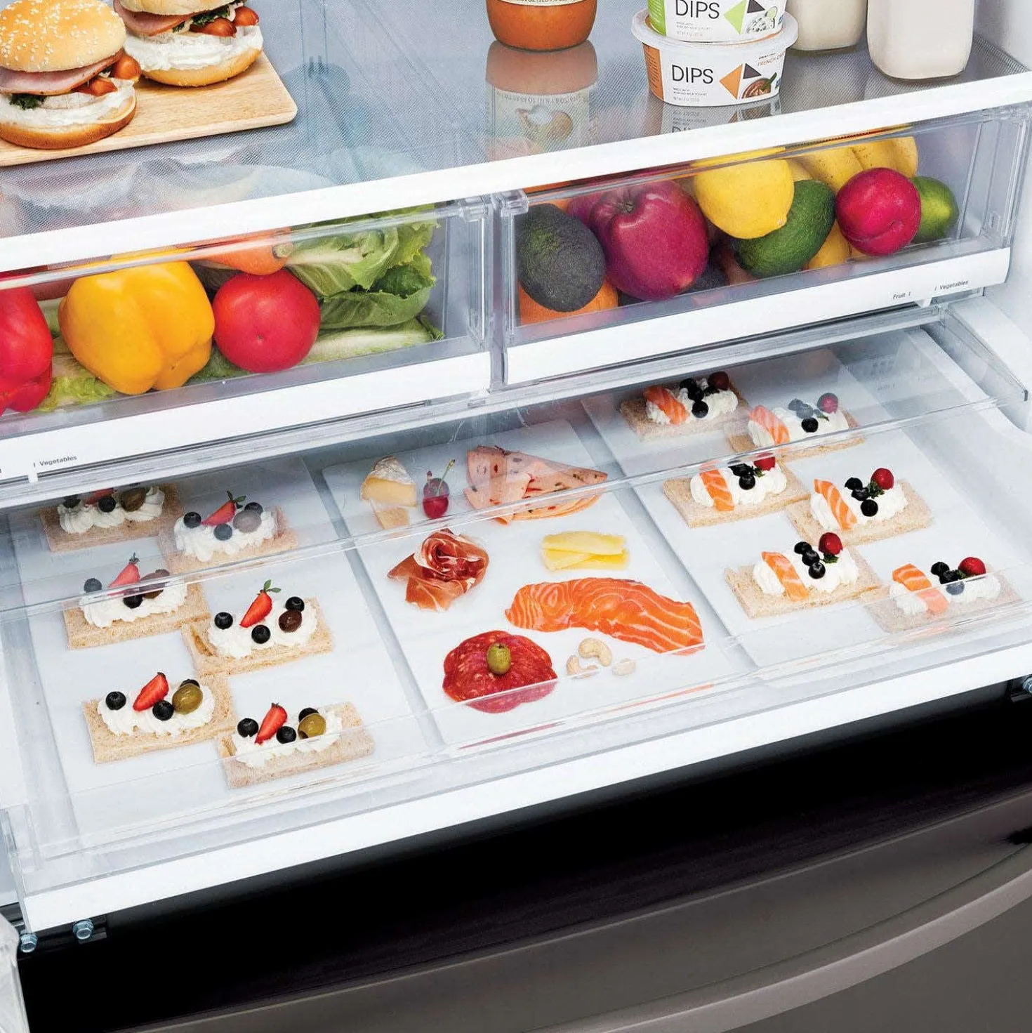 LG Réfrigérateur 28 pi3 36 po Inox Noir Congélateur en bas, Portes françaises - LRFS28XBD