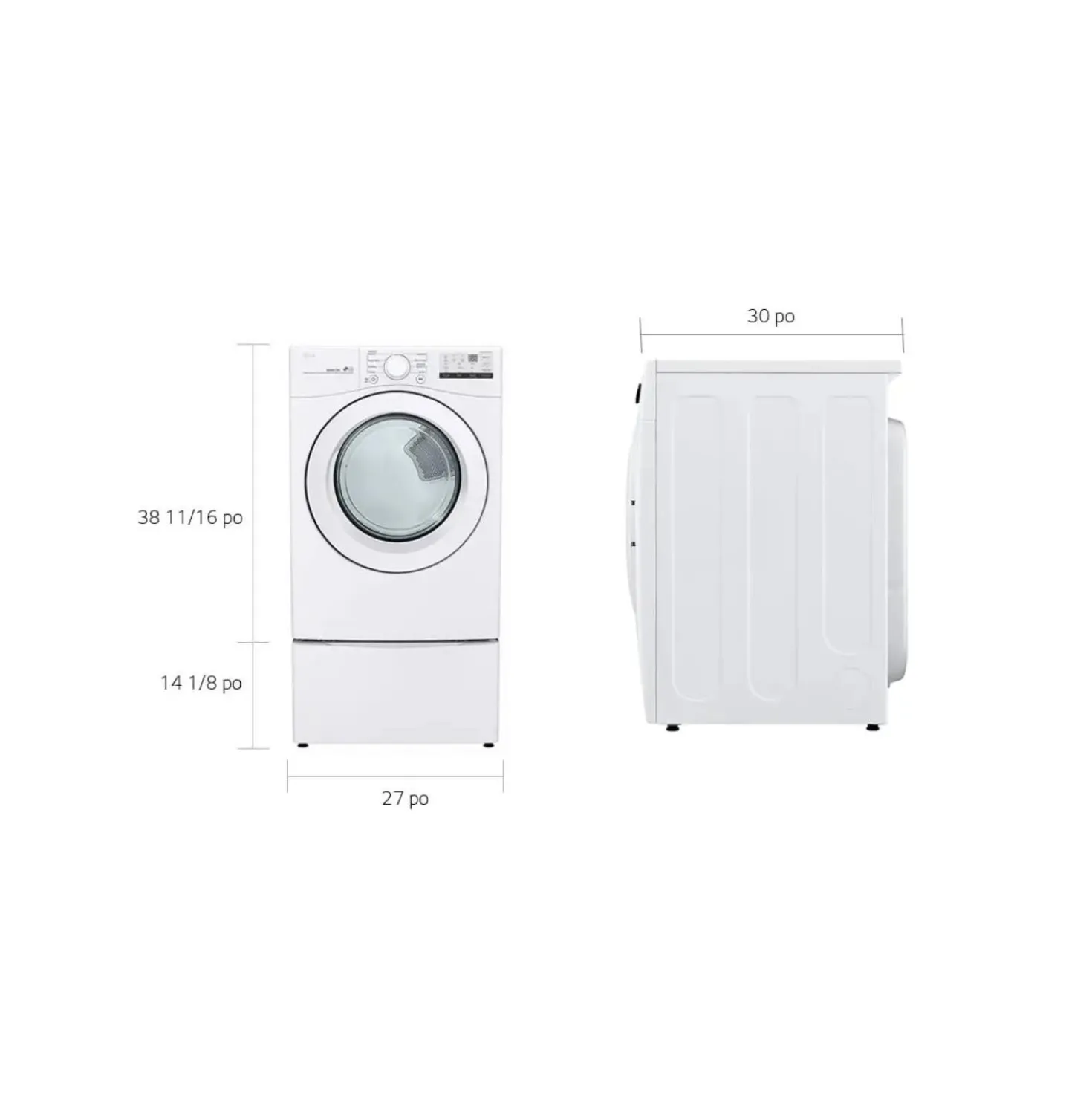 LG Sécheuse Chargement frontal Blanc 27" - DLE3400W
