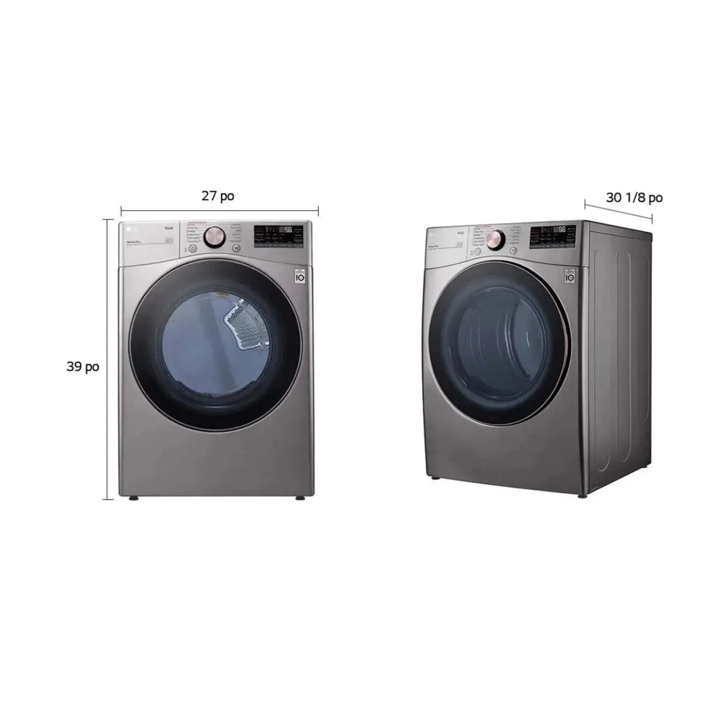 LG Sécheuse Chargement frontal Acier graphite 27" - DLEX3850V