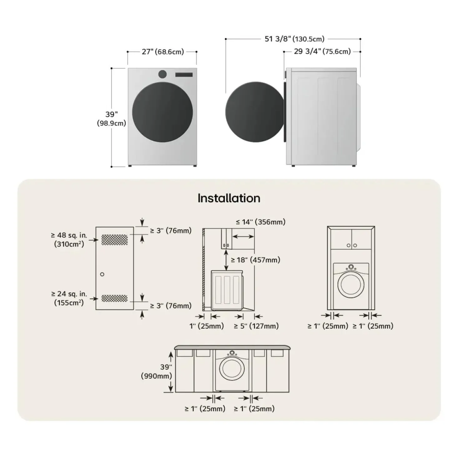 LG Sécheuse Chargement frontal Acier graphite 27" - DLEX5500V
