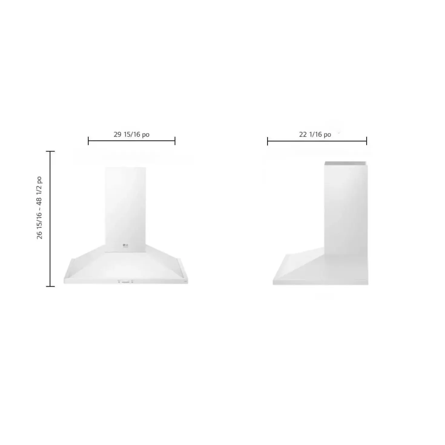 LG STUDIO Hotte cheminée Cheminée Blanc 30" , 600 PI3/MIN-LSHD3080N