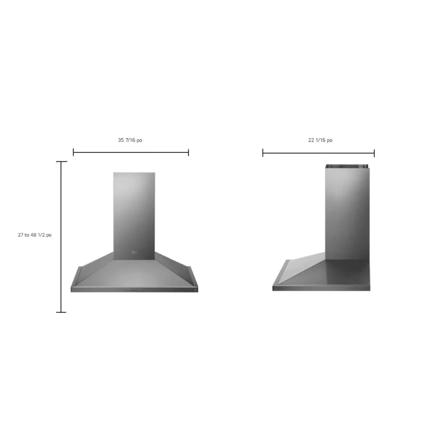 LG STUDIO Hotte cheminée Cheminée Blanc 36" , 600 PI3/MIN-LSHD3680ST