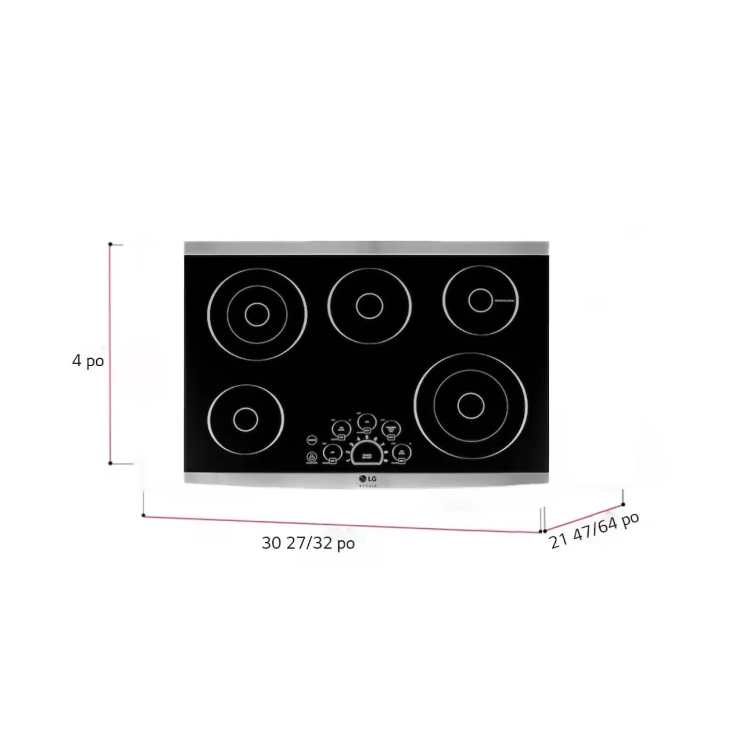 LG STUDIO Plaque de cuisson Vitrocéramique Acier inoxydable 30" Acier inoxydable - LSCE305ST