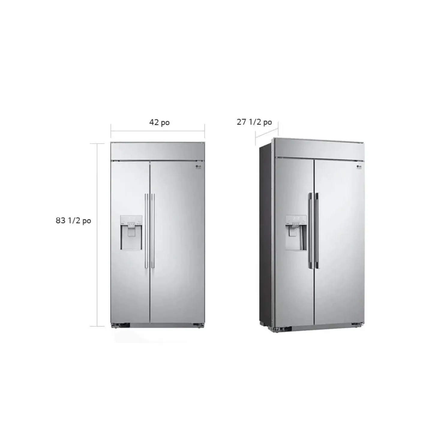 LG STUDIO Réfrigérateur 26 pi3 42 po Acier inoxydable Côte à côte - SRSXB2622S