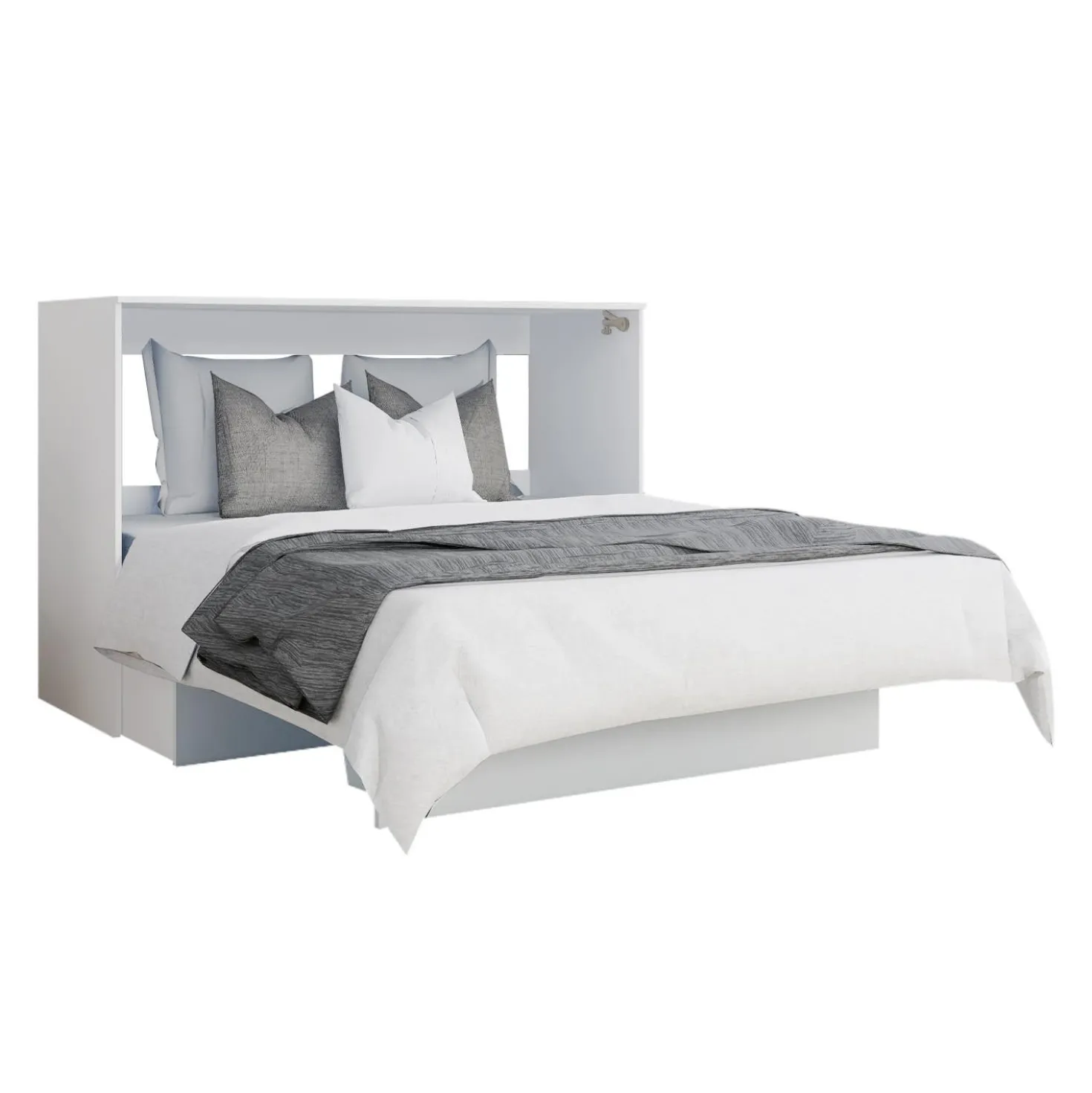 Lit cabinet queen avec matelas 6,5 po - blanc