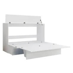 Lit cabinet queen avec matelas 6,5 po - blanc