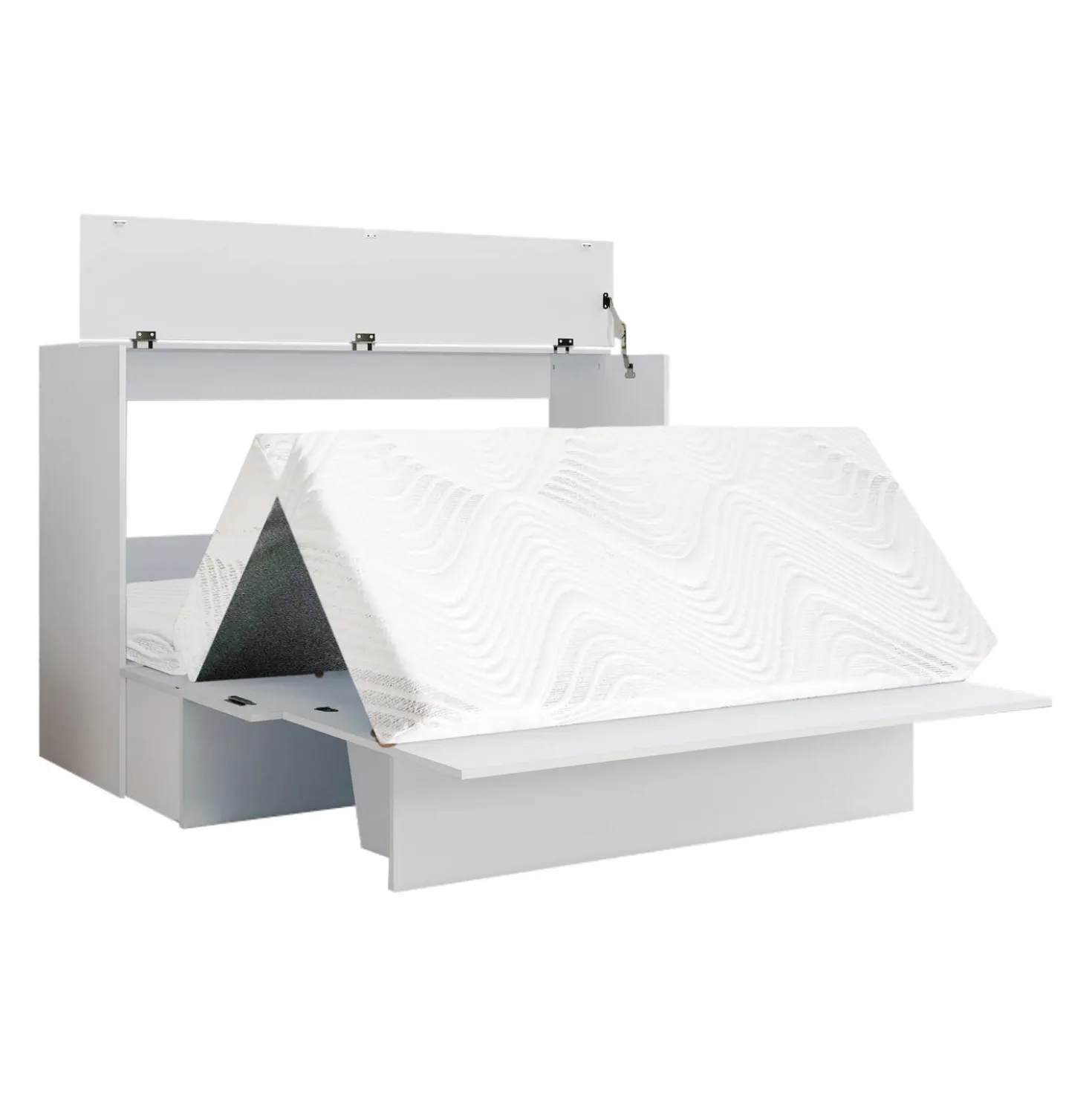 Lit cabinet queen avec matelas 6,5 po - blanc