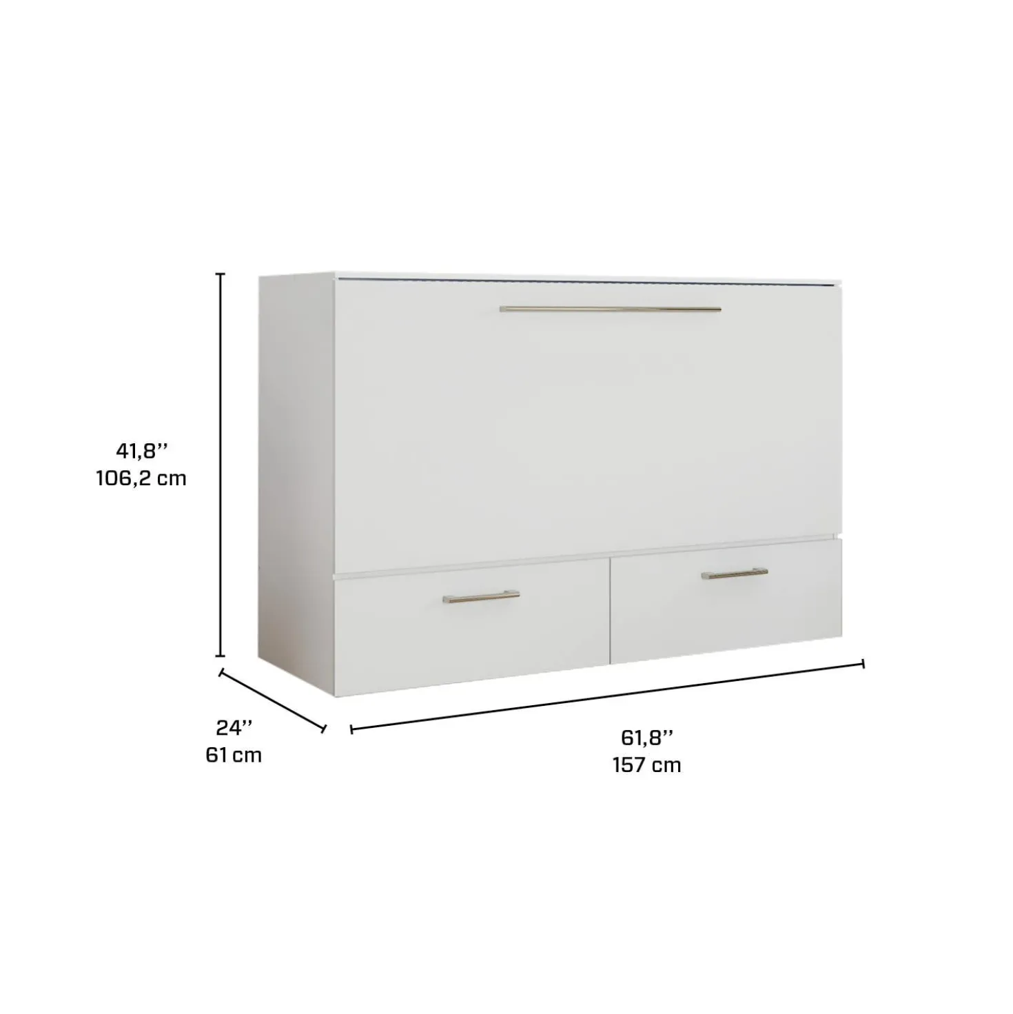 Lit cabinet queen avec matelas 6,5 po - blanc