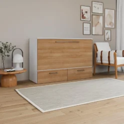 Lit cabinet queen avec matelas 6,5 po - brun