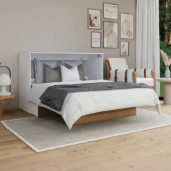 Lit cabinet queen avec matelas 6,5 po - brun