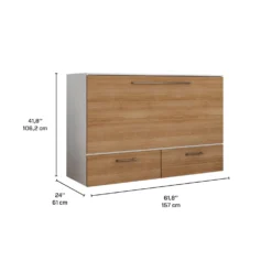 Lit cabinet queen avec matelas 6,5 po - brun