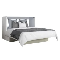 Lit cabinet queen avec matelas 6,5 po - gris