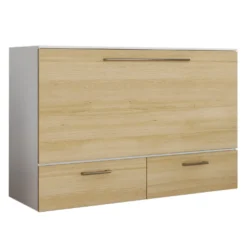 Lit cabinet queen avec matelas 6,5 po - naturel