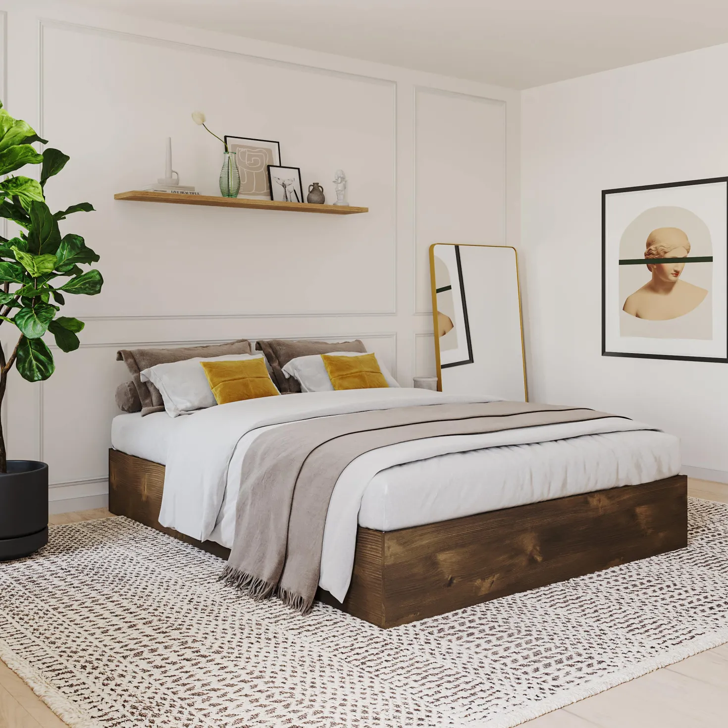 Lit double avec rangement 3 tiroirs (54") - Nexera