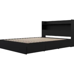 Lit double avec rangement 3 tiroirs et tête de lit (54") - Nexera