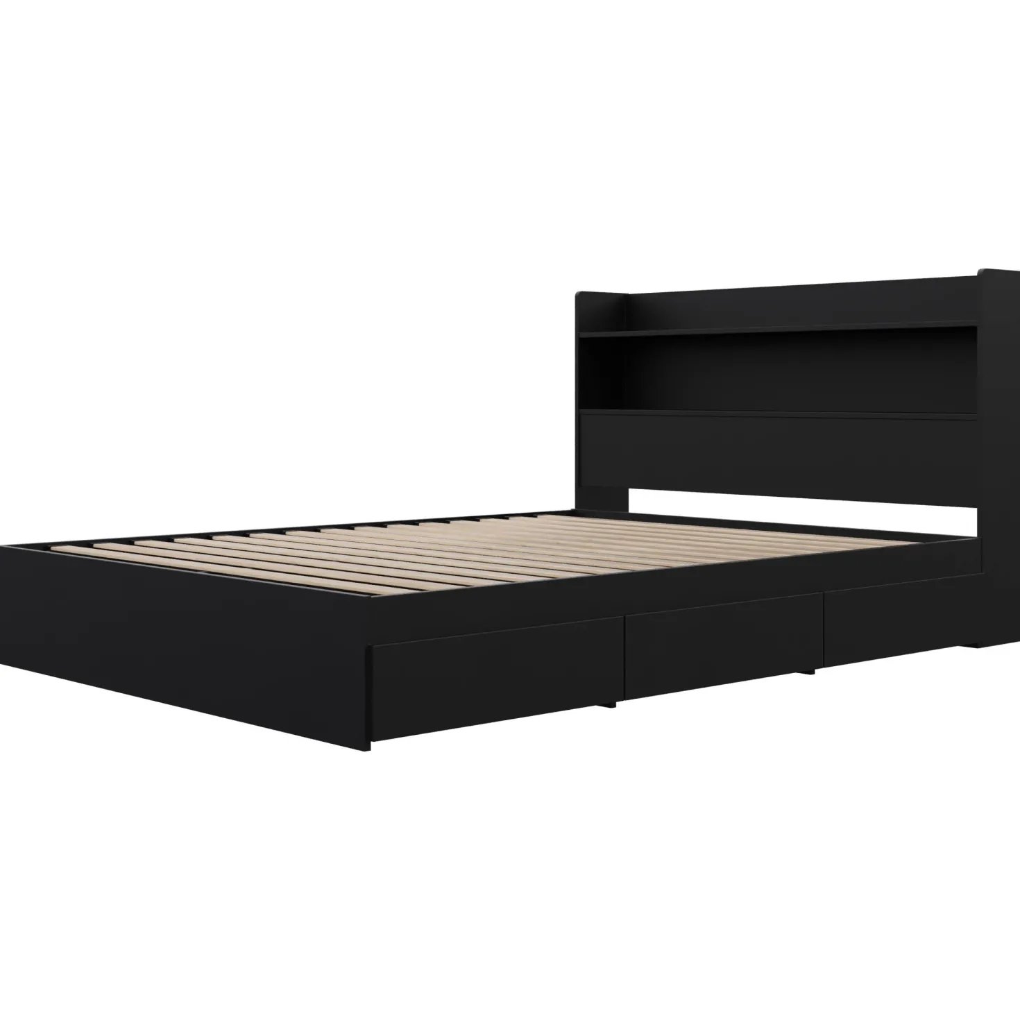 Lit double avec rangement 3 tiroirs et tête de lit (54") - Nexera