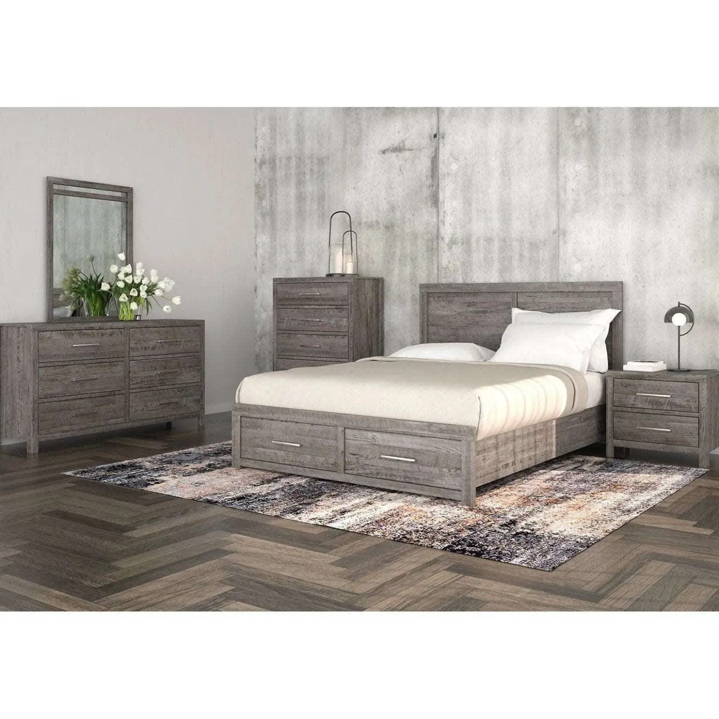 Lit double 54" - gris