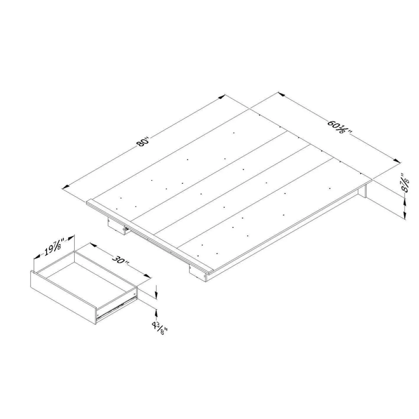 Lit double/queen avec rangement 1 tiroir (54"/60") - South Shore