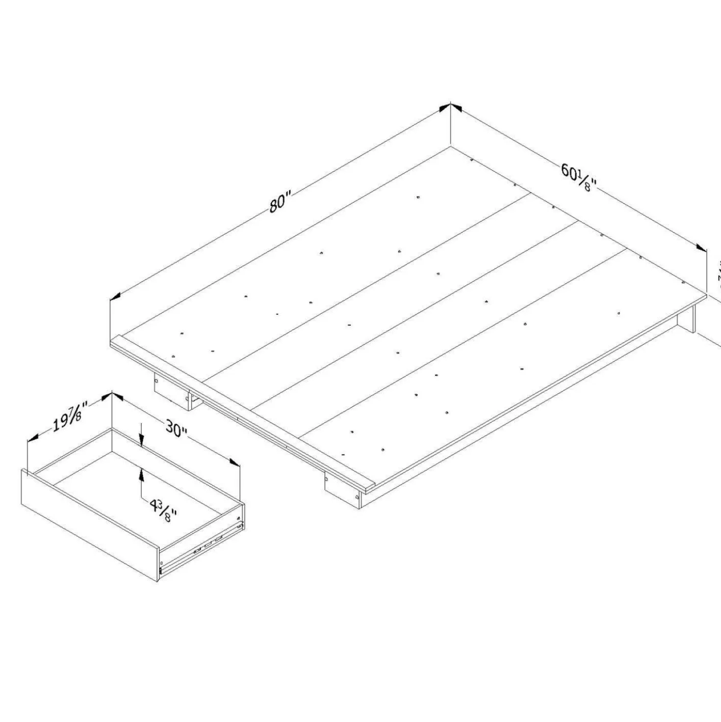 Lit double/queen avec rangement 1 tiroir (54"/60") - South Shore