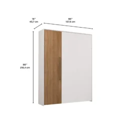 Lit escamotable queen - blanc et brun