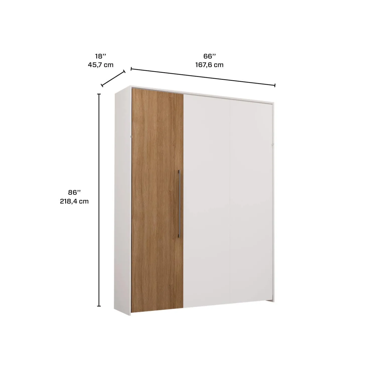 Lit escamotable queen - blanc et brun