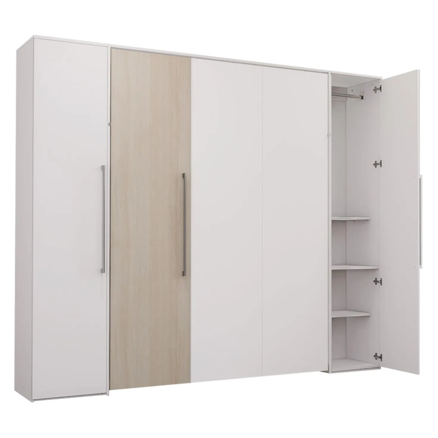 Lit escamotable queen et unités de rangement - blanc et gris