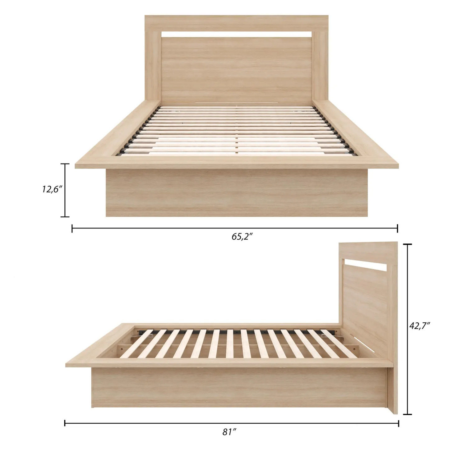 Lit plateforme double avec tête de lit (54") - Nexera