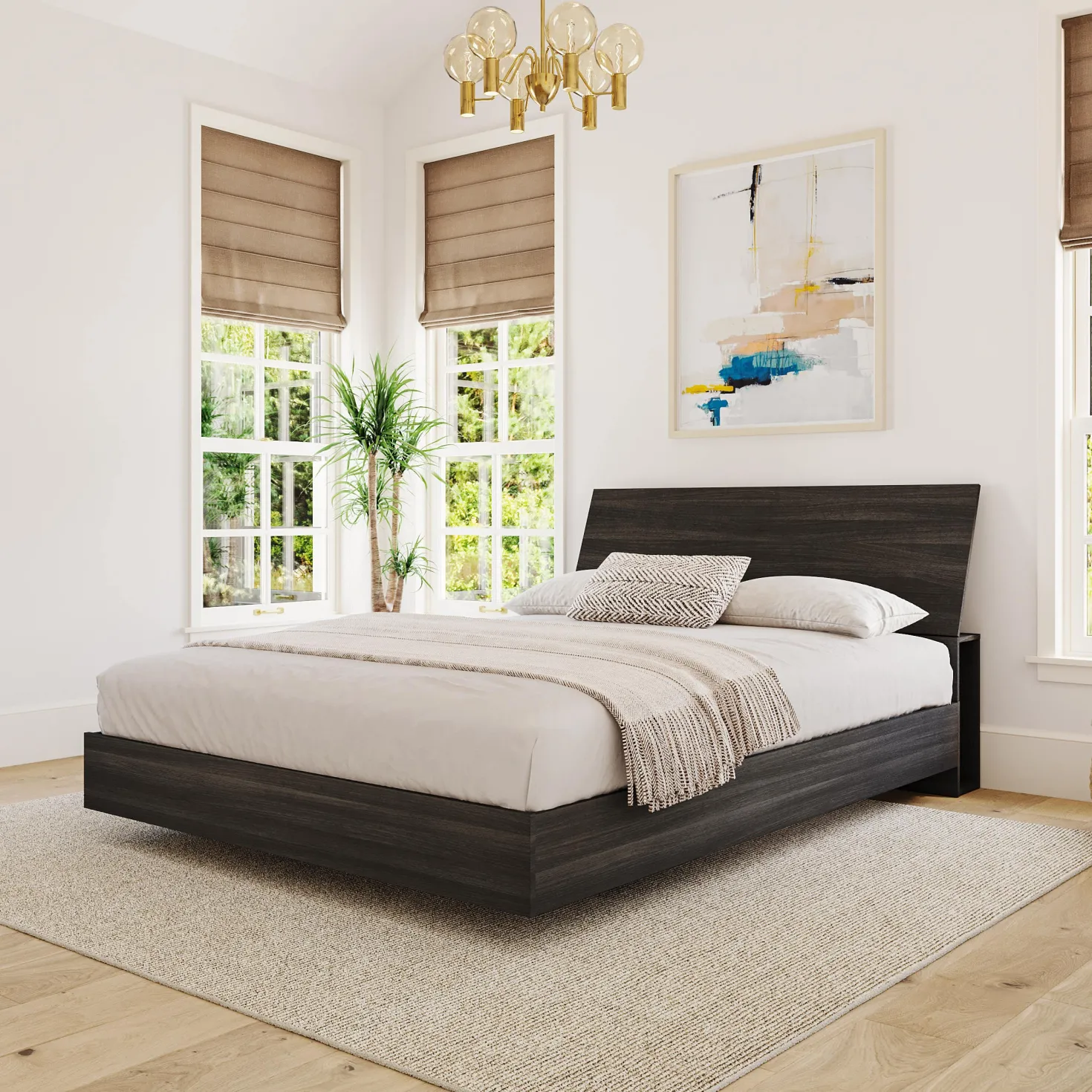 Lit plateforme double et tête de lit (54") - Nexera