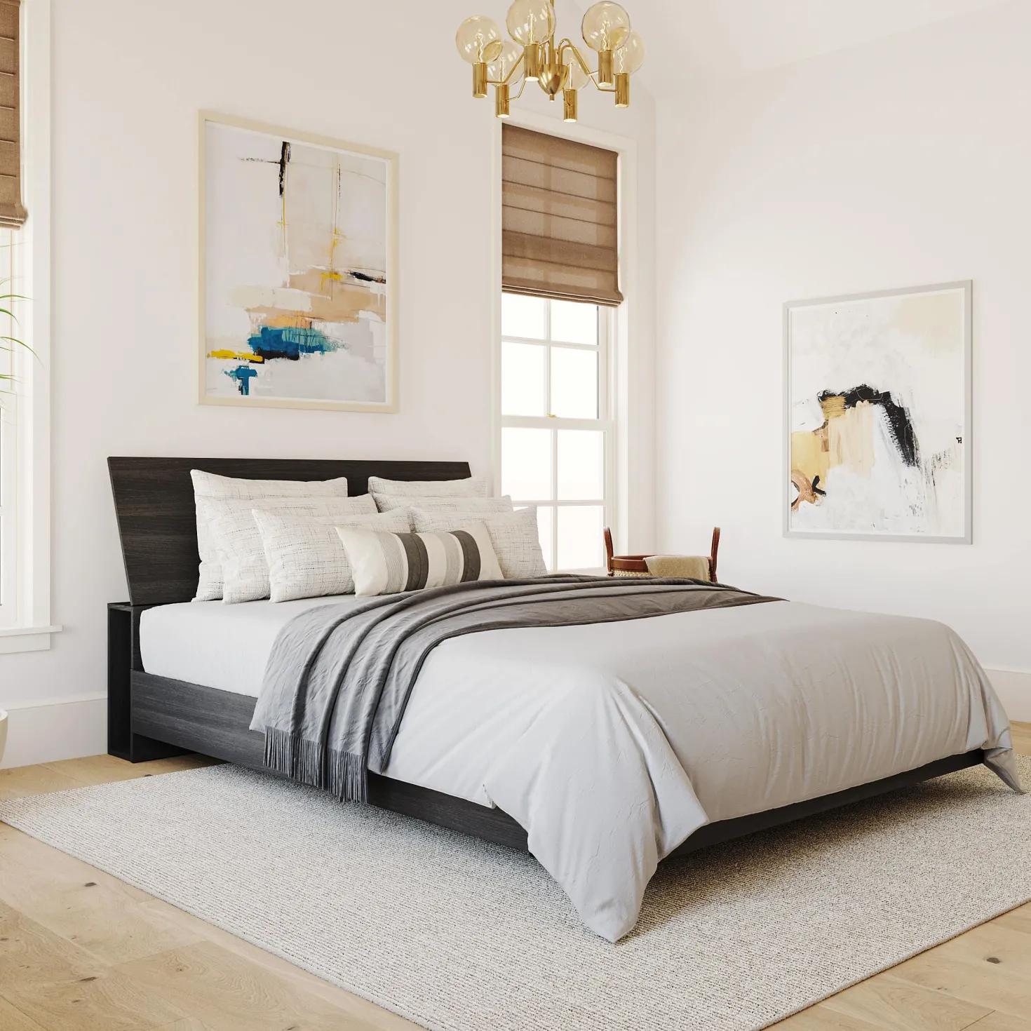 Lit plateforme double et tête de lit (54") - Nexera