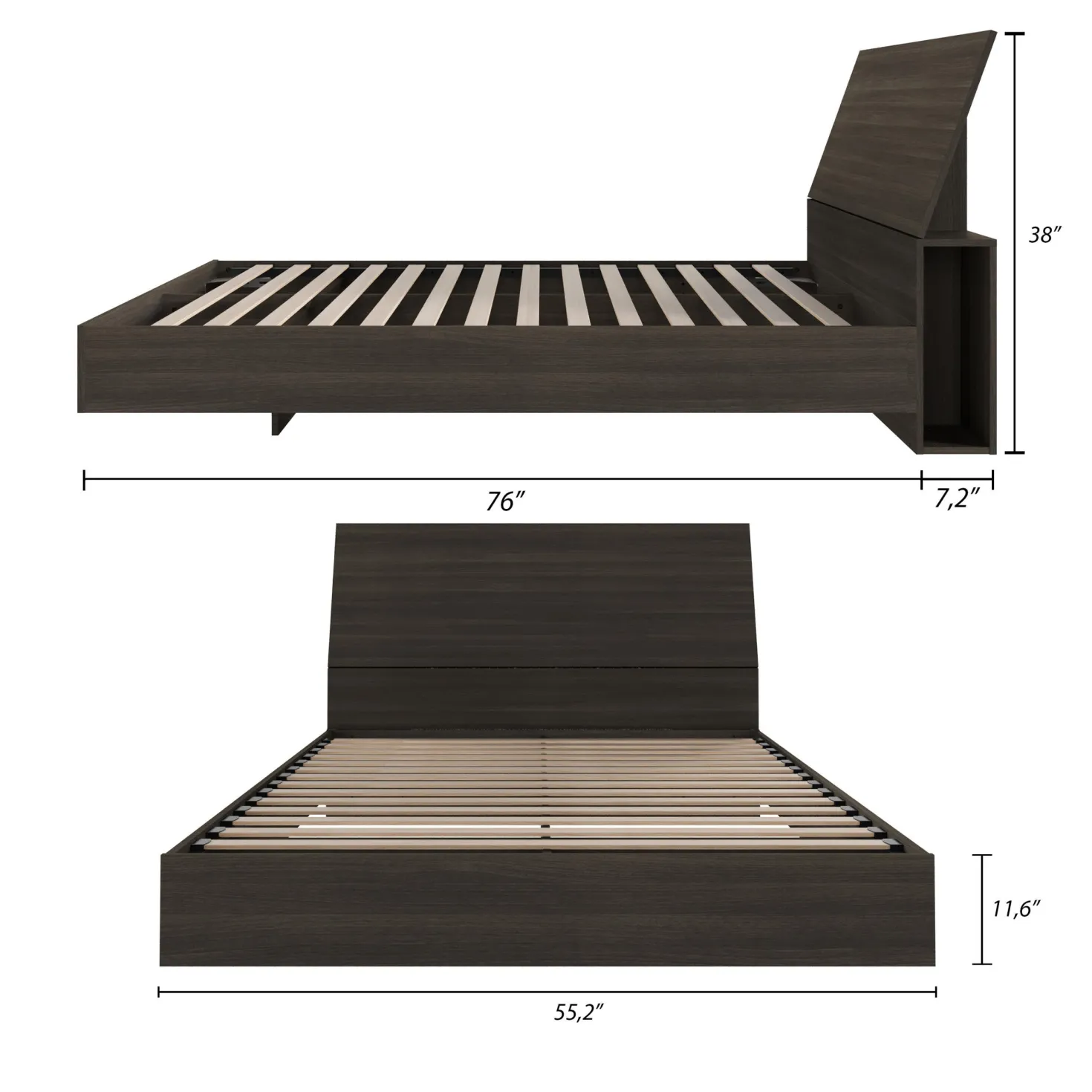 Lit plateforme double et tête de lit (54") - Nexera