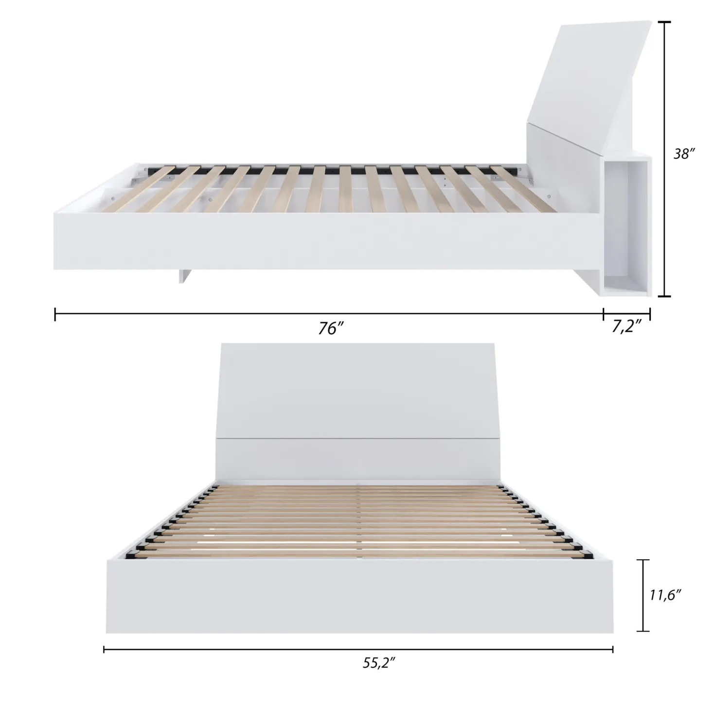 Lit plateforme double et tête de lit (54") - Nexera