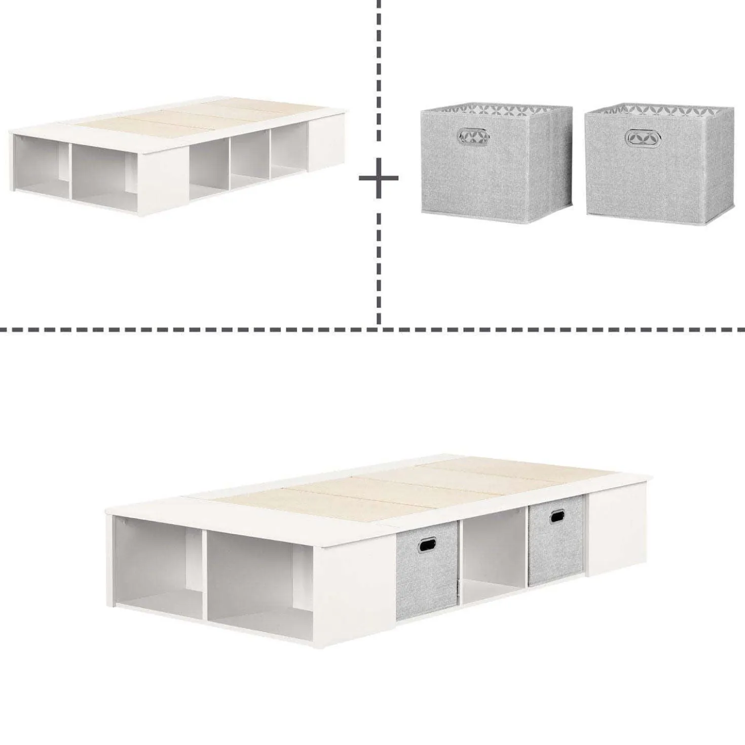 Lit simple avec rangement et paniers (39") - South Shore
