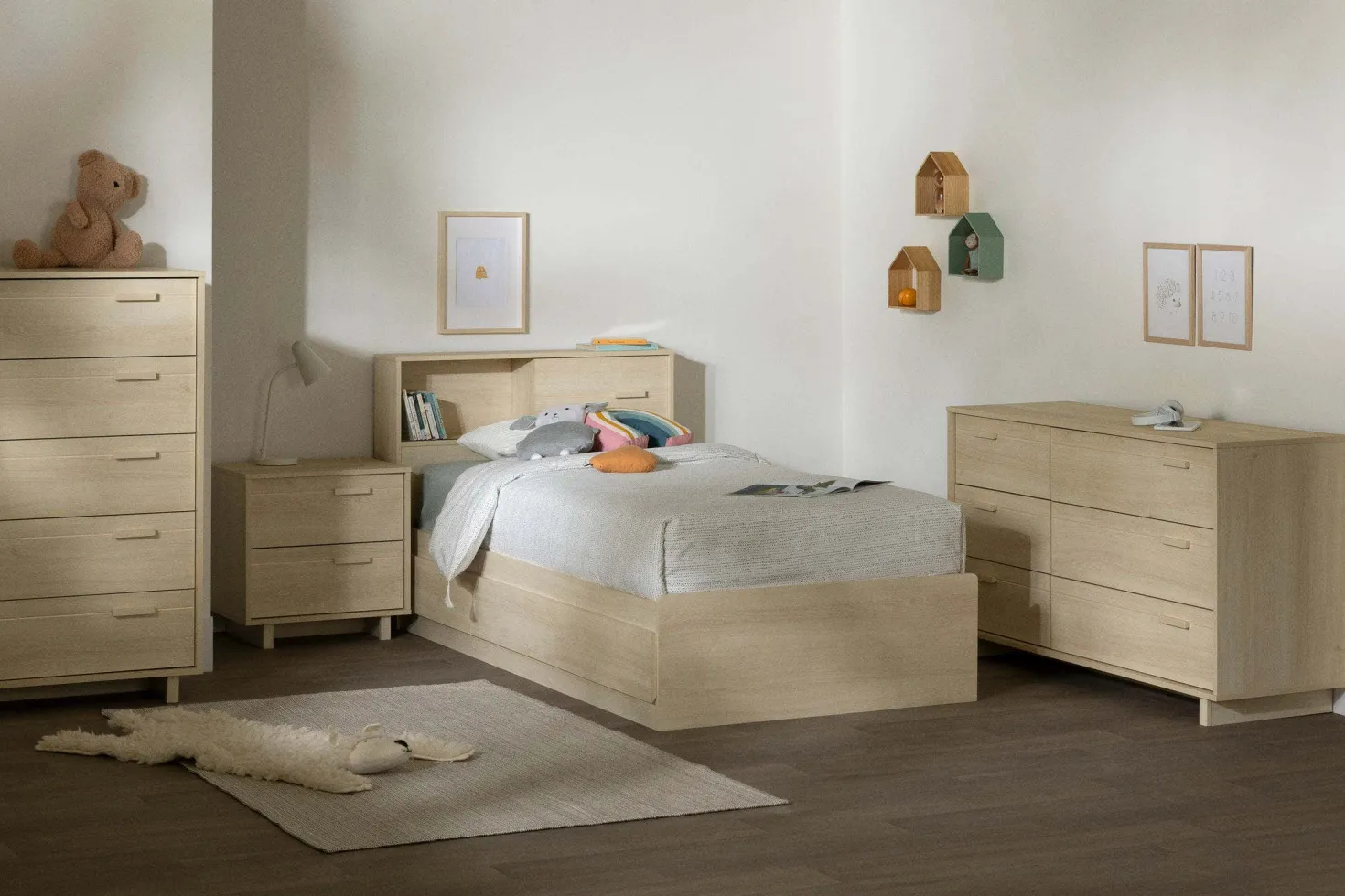 Lit simple avec rangement 3 tiroirs et tête de lit (39") - South Shore