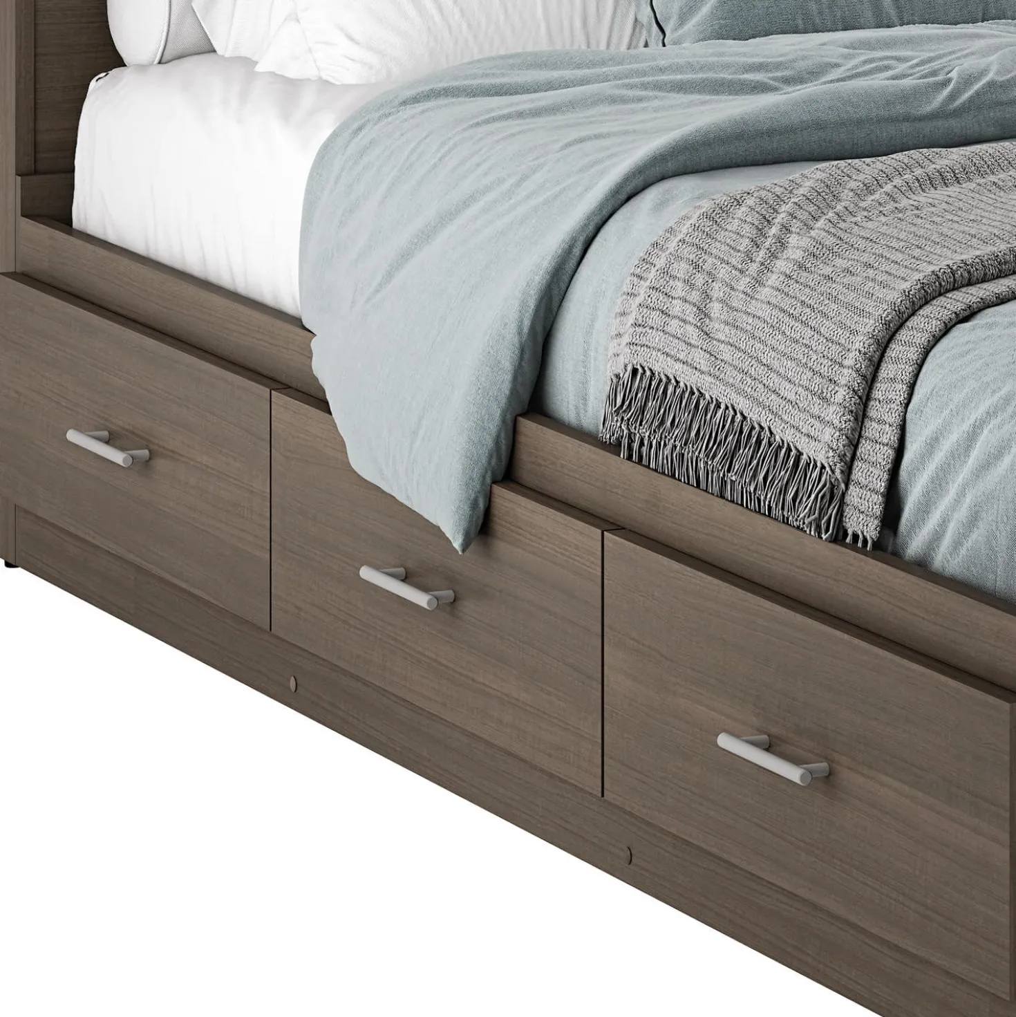 Lit simple avec rangement 3 tiroirs et tête de lit (39")